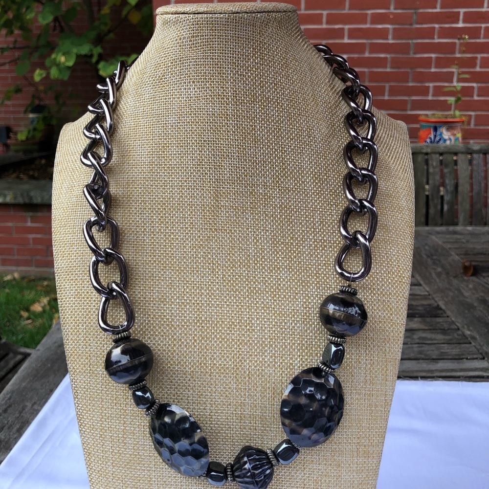 Chain Link Disc Statement Necklace